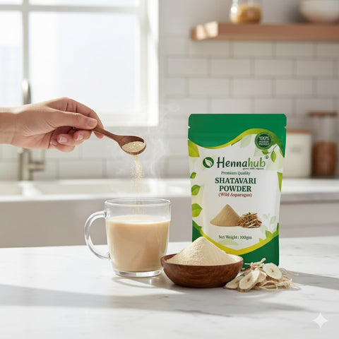 Hennahub Shatavari Powder (Food Grade) 100gm Pack | 100% Natural Asparagus racemosus Root Powder | Plant-Based Ingredient for Smoothies & Herbal Drinks