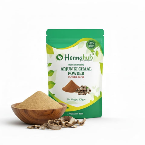 Hennahub Arjun Ki Chaal Powder (Food Grade) 100gm | Pure Terminalia arjuna Bark Powder | Traditional Plant-Based Ingredient for Herbal Drinks & Home Recipes