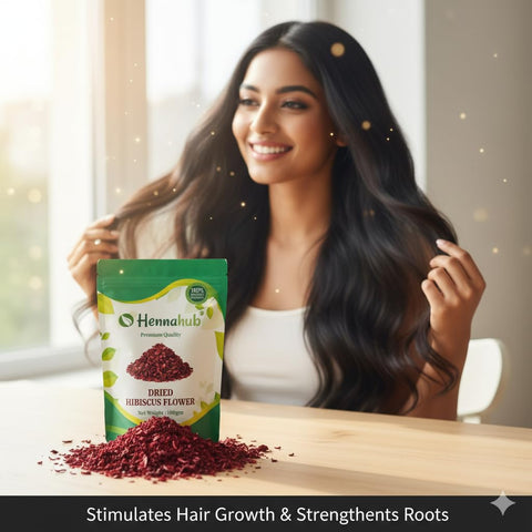 Hennahub Whole Dried Raw Hibiscus Flowers (Sabut) 100gm Pack | 100% Natural Sun-Dried Petals | Herbal Tea & Hair Care