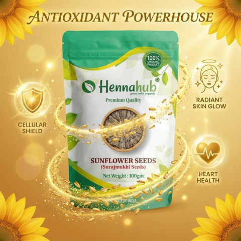 Hennahub Premium Sunflower Seeds 100g | Raw & Unroasted | Vitamin E, Protein & Fibre-Rich Superfood | Healthy Snacking, Baking, Salads & Breakfast Toppings | Gluten-Free Edible Seeds