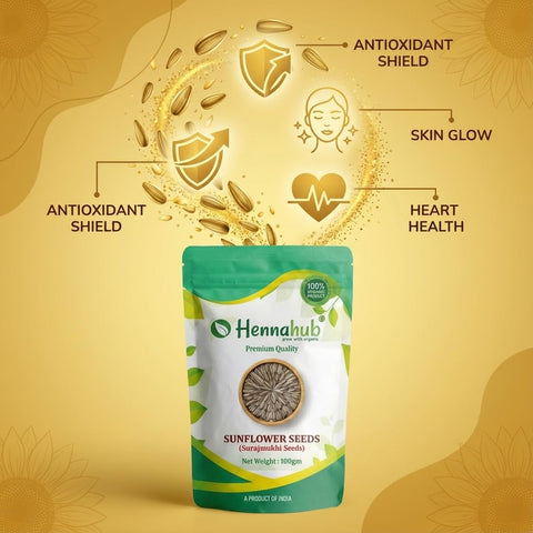 Hennahub Premium Sunflower Seeds 100g | Raw & Unroasted | Vitamin E, Protein & Fibre-Rich Superfood | Healthy Snacking, Baking, Salads & Breakfast Toppings | Gluten-Free Edible Seeds