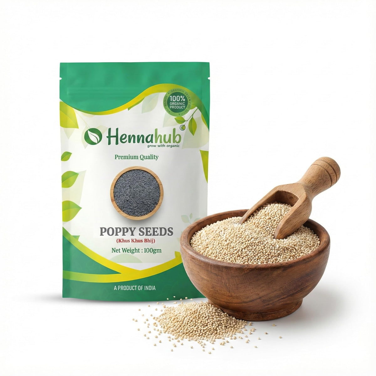 Hennahub Poppy Seeds (Khus Khus) 100gm | Premium White Poppy / Posta Dana / Khas Khas | Food Grade Seeds for Baking, Indian Gravies, Sweets, Thickening & Traditional Cooking