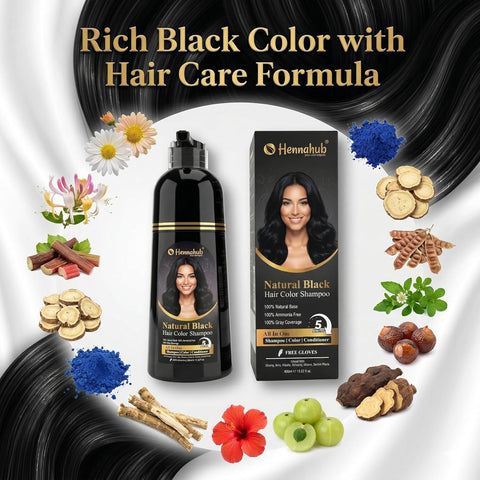 Natural Black Hair Colour Shampoo 400ml | Hair Dye with Conditioner