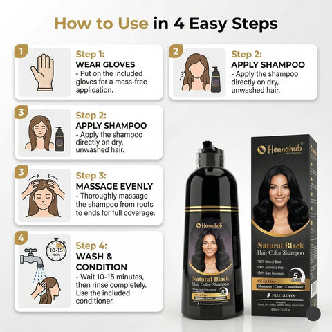 Natural Black Hair Colour Shampoo 400ml | Hair Dye with Conditioner