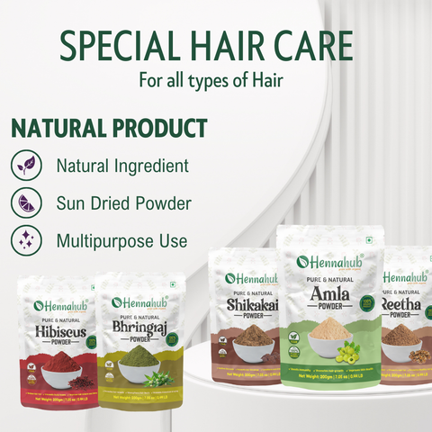 Amla, Reetha, Shikakai, Bhringraj and Hibiscus Powder for Hair, 200g each (Combo Pack of 5)